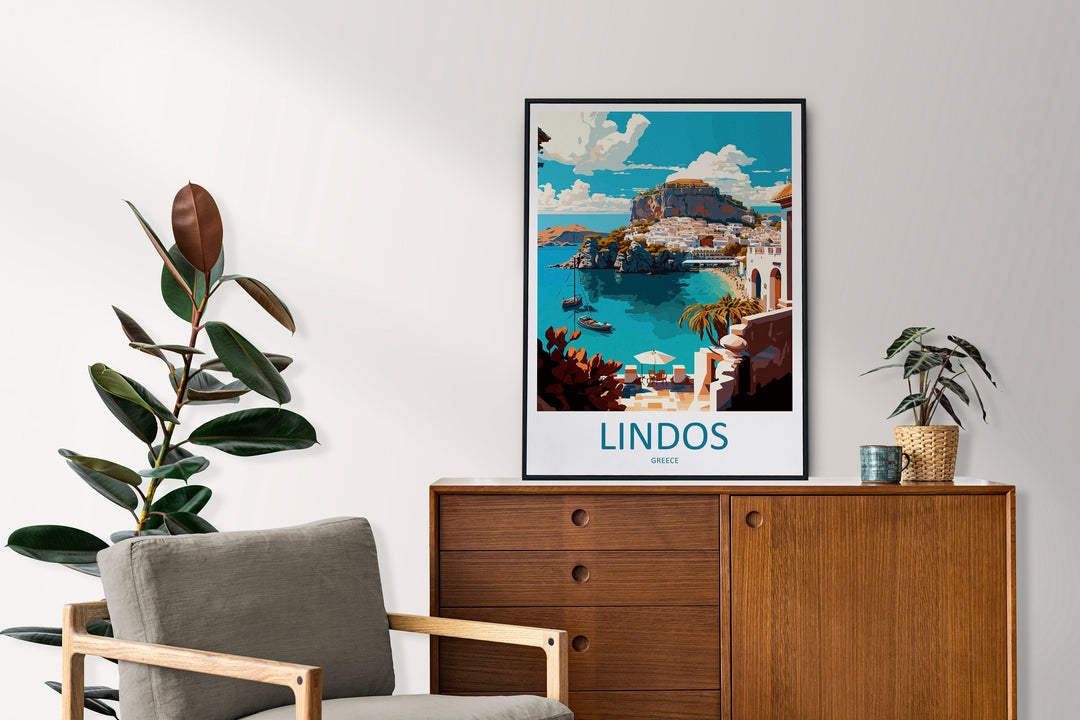 Lindos Travel Print Wall Art Lindos Greece Wall Hanging Home Decoration Lindos Gift Art Lovers Wall Art Print Lindos Greece Wall Art