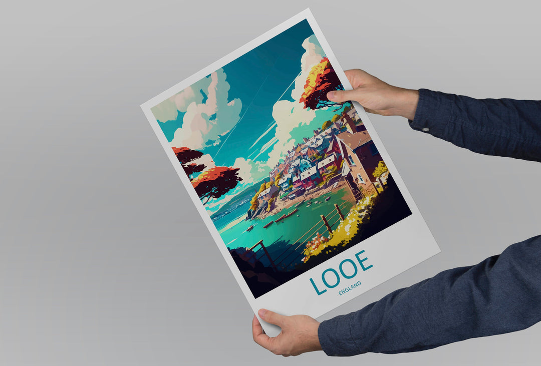 Looe Travel Print Wall Art Looe Wall Hanging Home Décor Looe Gift Art Lovers England Art Lover Gift Looe Travel Décor Looe Poster