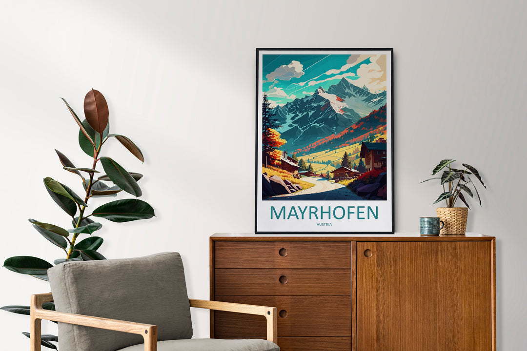 Mayrhofen Travel Print Wall Art Mayrhofen Wall Hanging Home Décor Mayrhofen Gift Art Lovers Austria Art Lover Gift Mayrhofen Travel Poster