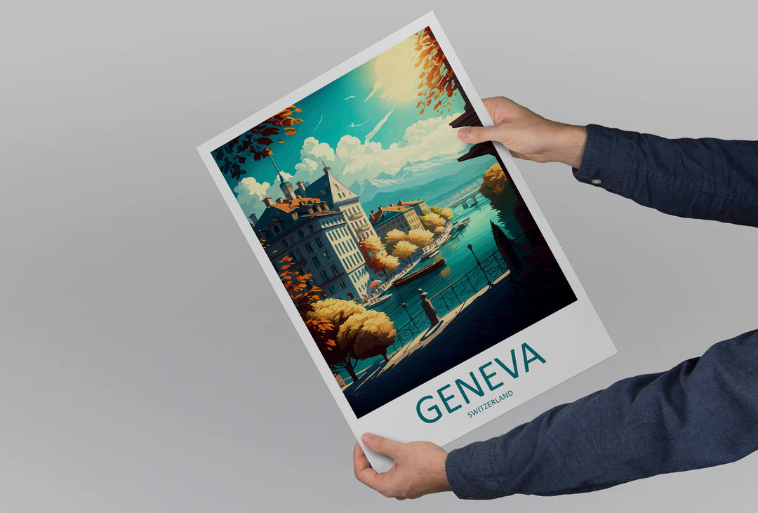 Geneva Travel Print Wall Art Geneva Wall Hanging Home Décor Geneva Gift Art Lovers Switzerland Art Lover Gift Geneva Travel Art