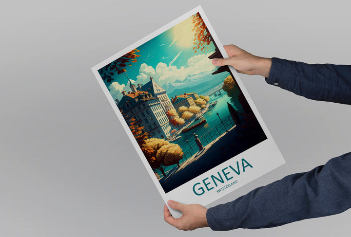 Geneva Travel Print Wall Art Geneva Wall Hanging Home Décor Geneva Gift Art Lovers Switzerland Art Lover Gift Geneva Travel Art