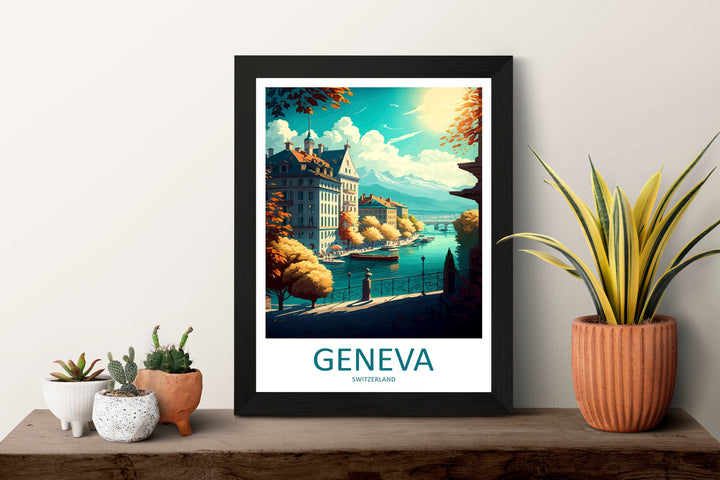 Geneva Travel Print Wall Art Geneva Wall Hanging Home Décor Geneva Gift Art Lovers Switzerland Art Lover Gift Geneva Travel Art