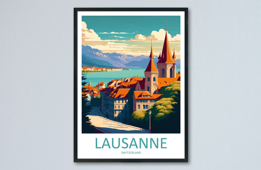 Lausanne Travel Print Wall Art Lausanne Wall Hanging Home Décor Lausanne Gift Art Lovers Switzerland Art Lover Gift Lausanne Travel Art