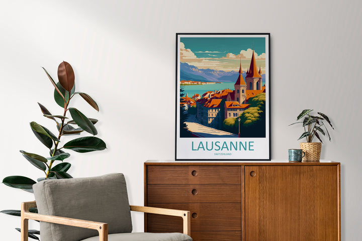 Lausanne Travel Print Wall Art Lausanne Wall Hanging Home Décor Lausanne Gift Art Lovers Switzerland Art Lover Gift Lausanne Travel Art