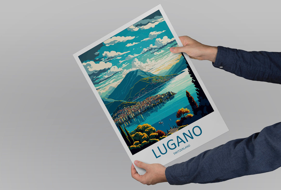 Lugano Travel Print Wall Art Lugano Wall Hanging Home Décor Lugano Gift Art Lovers Switzerland Art Lover Gift Lugano Travel Art