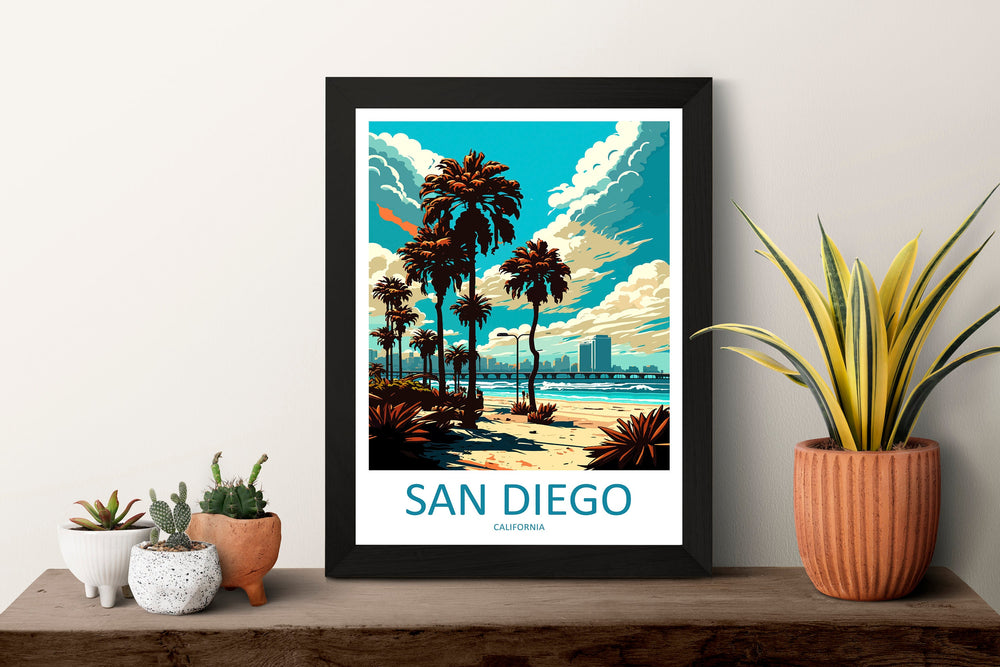 San Diego Travel Print Wall Art San Diego Wall Hanging Home Décor San Diego Gift Art Lovers California Art Lover Gift San Diego Poster
