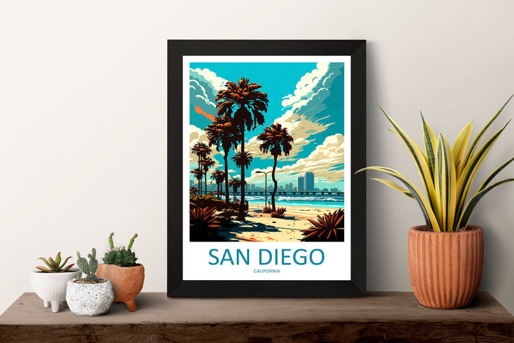 San Diego Travel Print Wall Art San Diego Wall Hanging Home Décor San Diego Gift Art Lovers California Art Lover Gift San Diego Poster