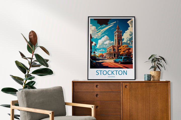Stockton Travel Print Wall Art Stockton Wall Hanging Home Décor Stockton Gift Art Lovers California Art Lover Gift California Art