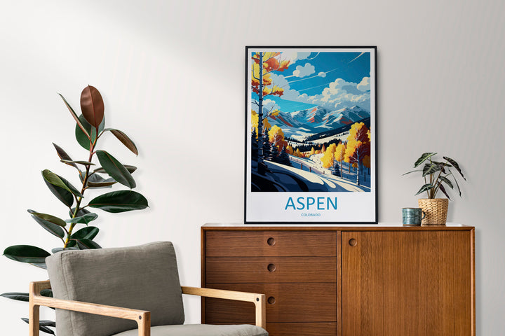 Aspen Ski Resort Travel Print Wall Art Aspen Ski Resort Wall Hanging Home Décor Aspen Ski Resort Gift Art Lovers Colorado Art Lover Gift