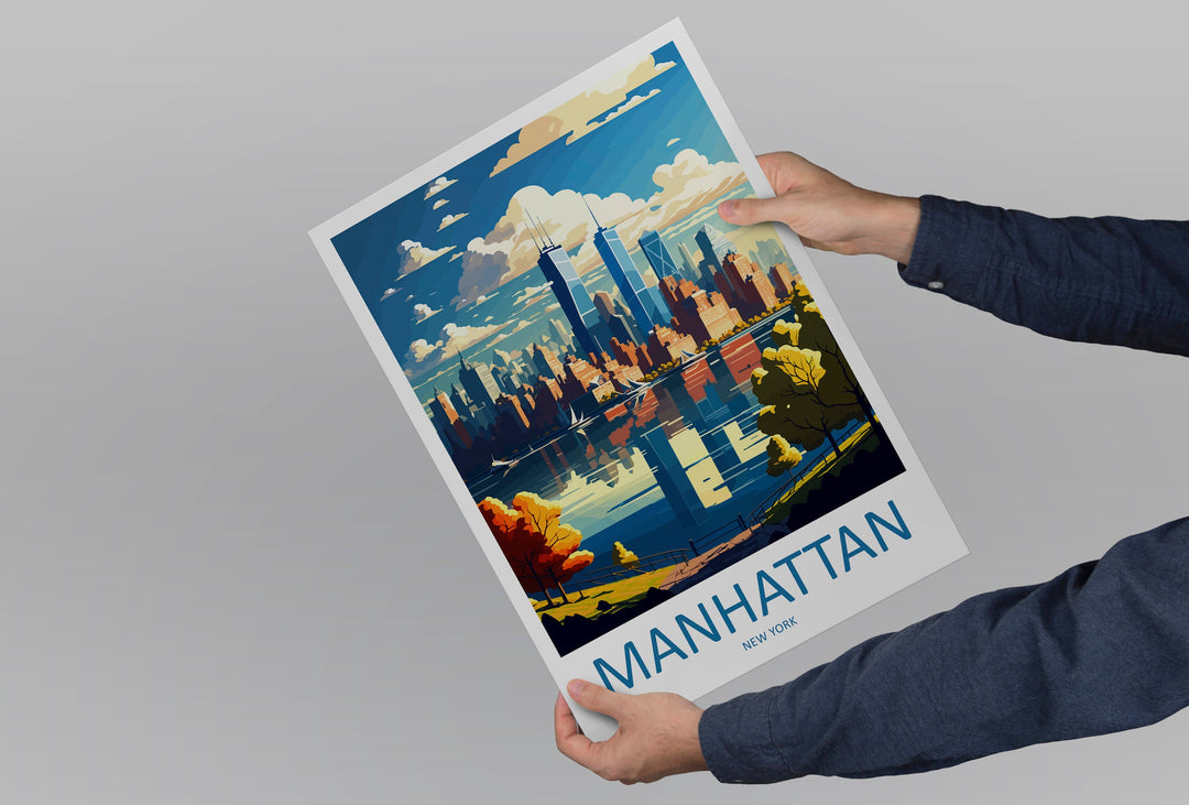 Manhattan New York Travel Print Wall Art Manhattan Wall Hanging Home Décor Manhattan Gift Art Lovers New York Art Lover