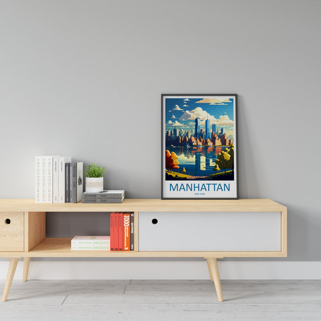Manhattan New York Travel Print Wall Art Manhattan Wall Hanging Home Décor Manhattan Gift Art Lovers New York Art Lover