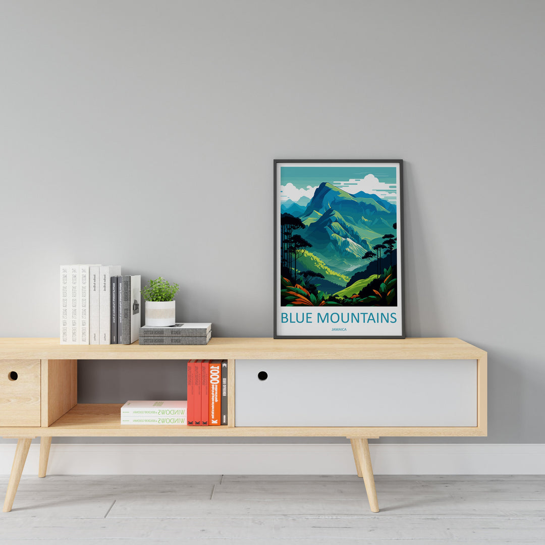 Blue Mountains Travel Print Wall Art Blue Mountains Wall Hanging Home Décor Blue Mountains Gift Art Lovers Wall Art Caribbean Travel Print