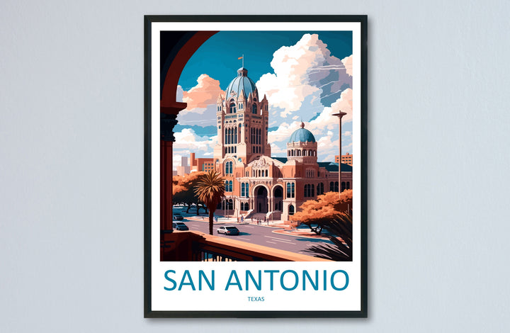 San Antonio Travel Print Wall Art San Antonio Wall Hanging Home Décor San Antonio Gift Art Lovers Texas Art Lover Gift Texas Travel Poster