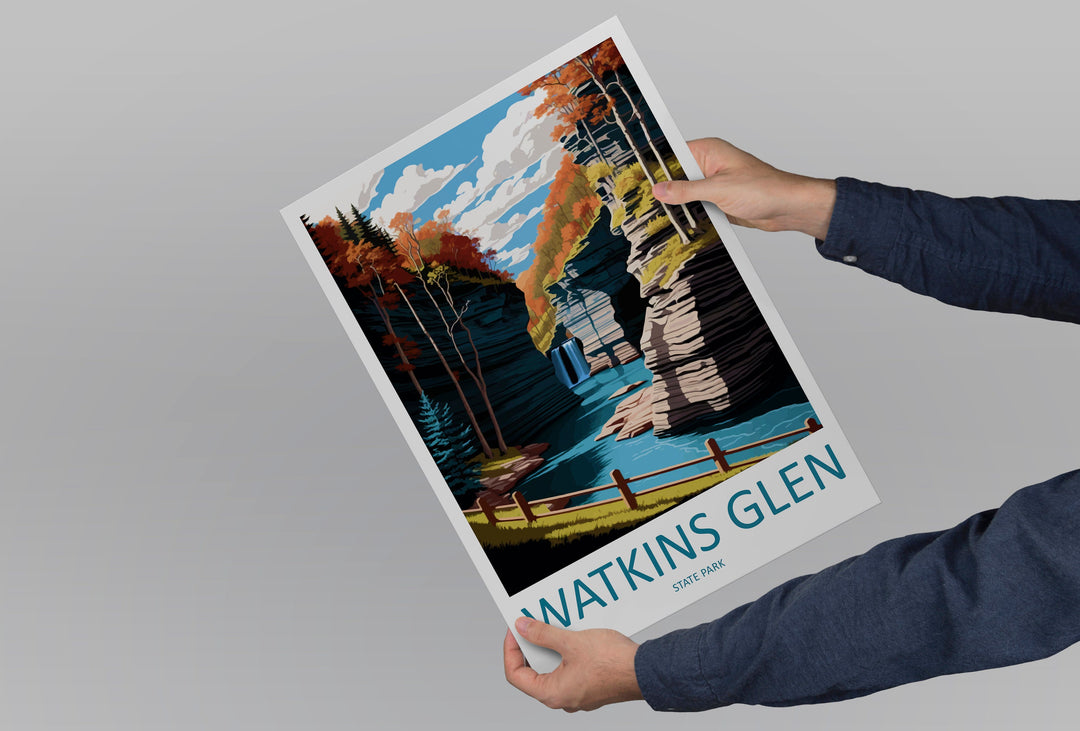 Watkins Glen State Park Travel Print Wall Art Watkins Glen Wall Hanging Home Décor Watkins Glen Gift Art Lovers New York State Art Gift
