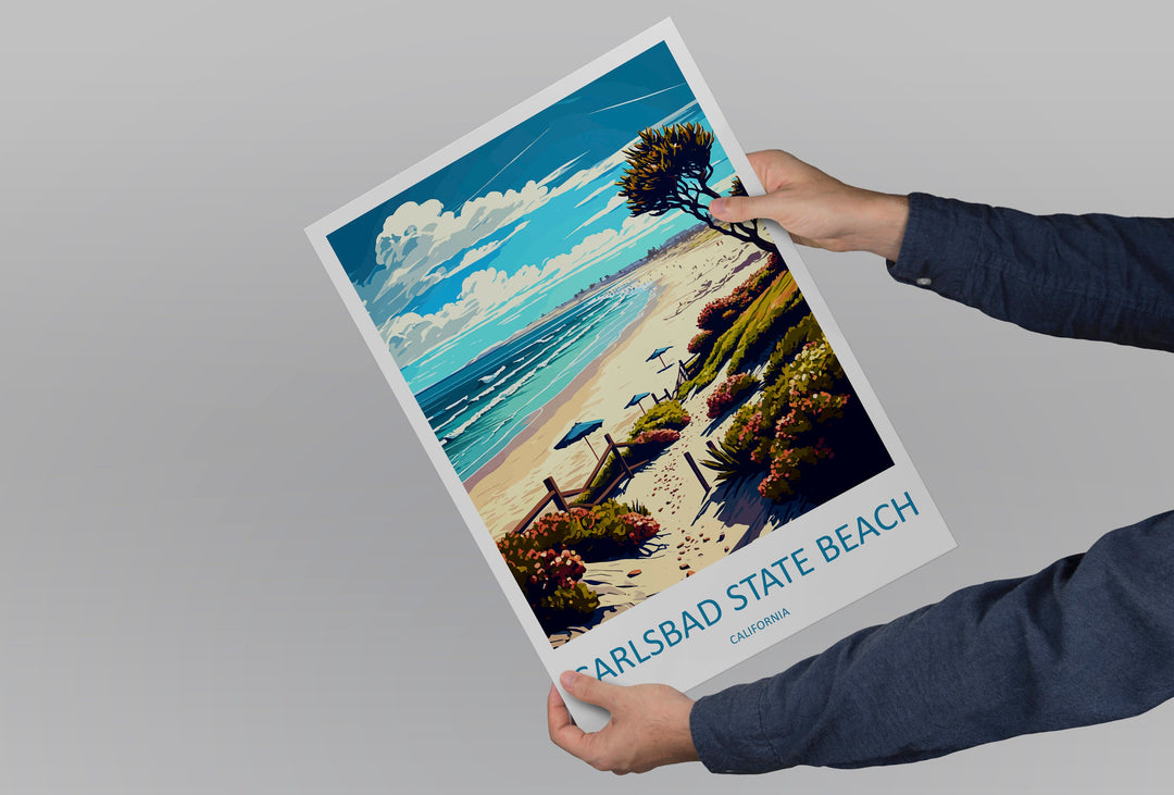 Carlsbad State Beach Travel Print Wall Art Carlsbad State Beach Wall Hanging Home Décor Carlsbad State Beach Gift Art Lovers California Art