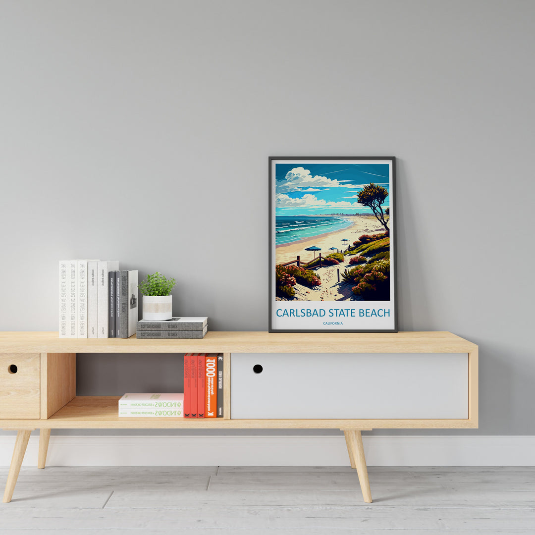 Carlsbad State Beach Travel Print Wall Art Carlsbad State Beach Wall Hanging Home Décor Carlsbad State Beach Gift Art Lovers California Art