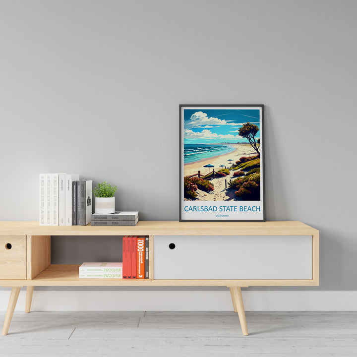 Carlsbad State Beach Travel Print Wall Art Carlsbad State Beach Wall Hanging Home Décor Carlsbad State Beach Gift Art Lovers California Art