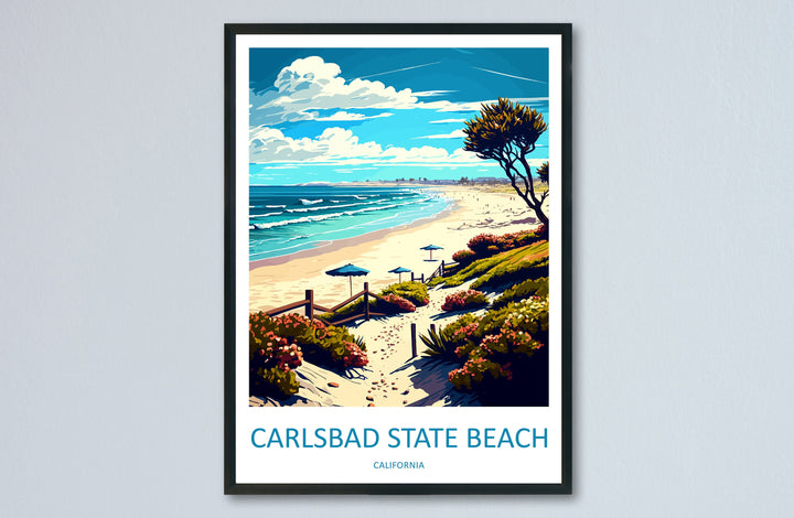 Carlsbad State Beach Travel Print Wall Art Carlsbad State Beach Wall Hanging Home Décor Carlsbad State Beach Gift Art Lovers California Art