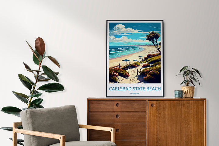 Carlsbad State Beach Travel Print Wall Art Carlsbad State Beach Wall Hanging Home Décor Carlsbad State Beach Gift Art Lovers California Art