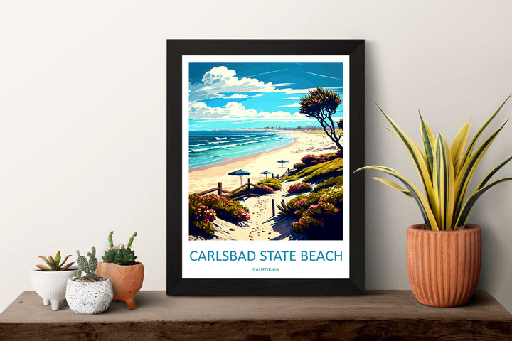 Carlsbad State Beach Travel Print Wall Art Carlsbad State Beach Wall Hanging Home Décor Carlsbad State Beach Gift Art Lovers California Art