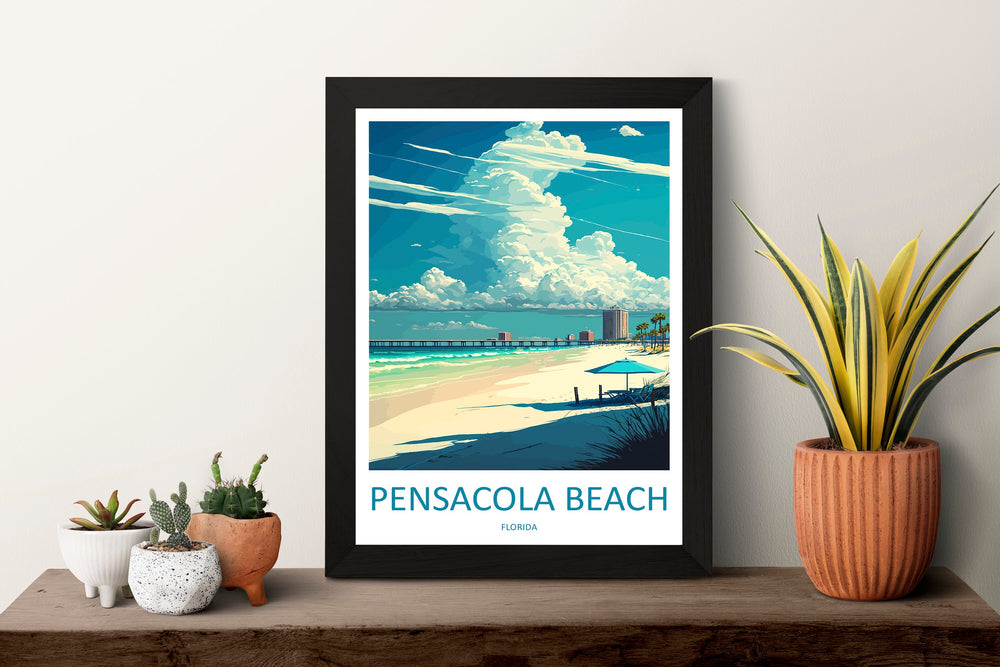 Pensacola Beach Travel Print Wall Art Pensacola Beach Wall Hanging Home Décor Pensacola Beach Gift Art Lovers Florida Art Lover Gift