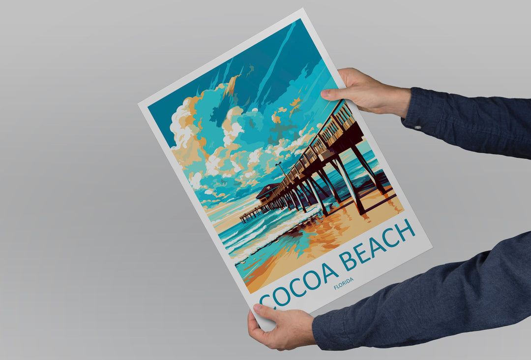Cocoa Beach Travel Print Wall Art Cocoa Beach Wall Hanging Home Décor Cocoa Beach Gift Art Lovers Florida Art Lover Gift