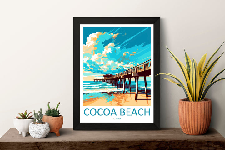 Cocoa Beach Travel Print Wall Art Cocoa Beach Wall Hanging Home Décor Cocoa Beach Gift Art Lovers Florida Art Lover Gift