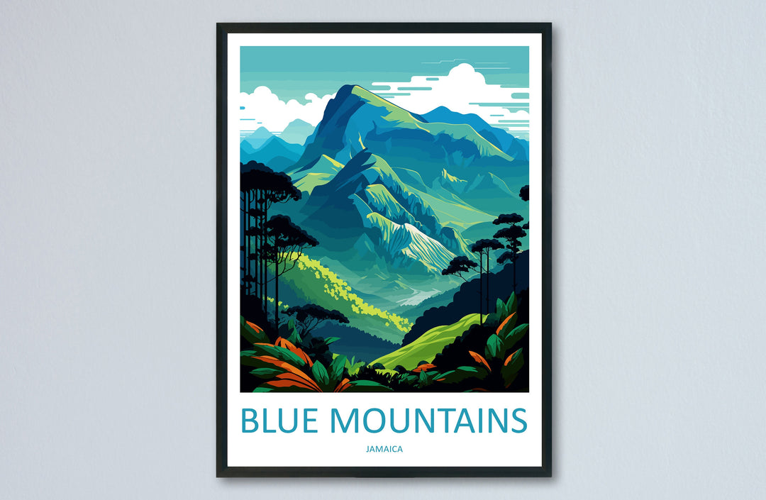 Blue Mountains Travel Print Wall Art Blue Mountains Wall Hanging Home Décor Blue Mountains Gift Art Lovers Wall Art Caribbean Travel Print