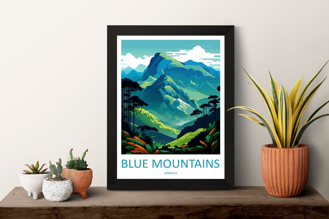 Blue Mountains Travel Print Wall Art Blue Mountains Wall Hanging Home Décor Blue Mountains Gift Art Lovers Wall Art Caribbean Travel Print