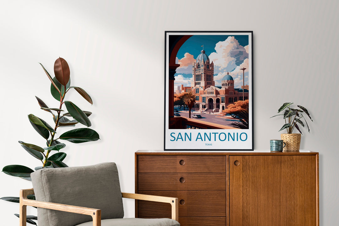 San Antonio Travel Print Wall Art San Antonio Wall Hanging Home Décor San Antonio Gift Art Lovers Texas Art Lover Gift Texas Travel Poster