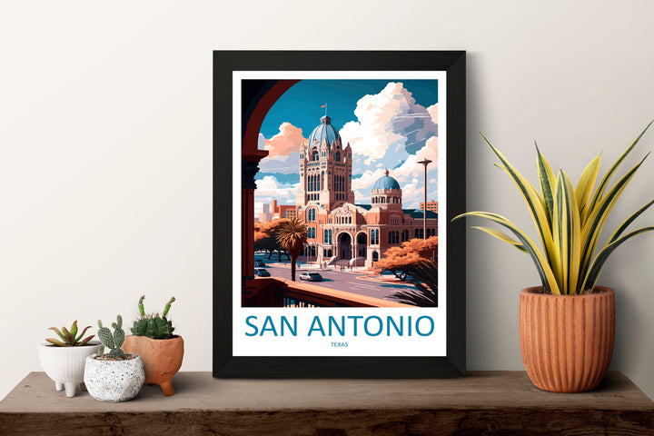 San Antonio Travel Print Wall Art San Antonio Wall Hanging Home Décor San Antonio Gift Art Lovers Texas Art Lover Gift Texas Travel Poster