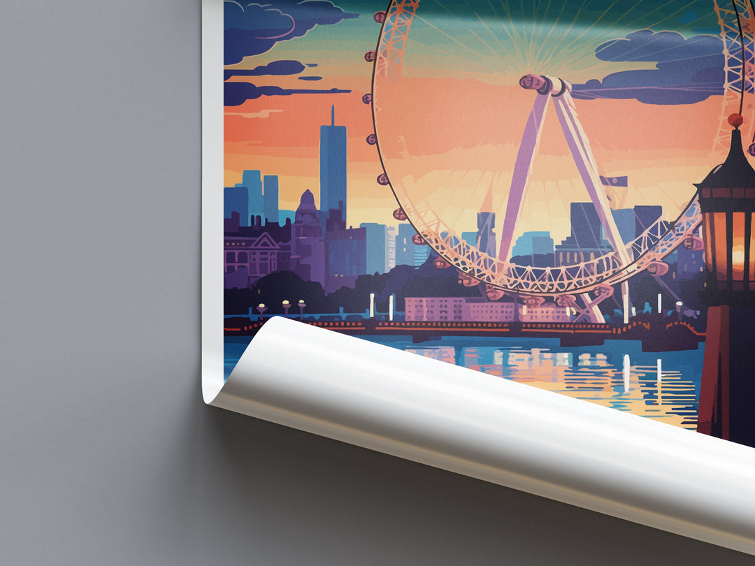 London Eye Travel Print Wall Art London Eye Wall Hanging Home Décor London Gift Art Lovers London Eye Art Lover Gift London Eye Travel Gift