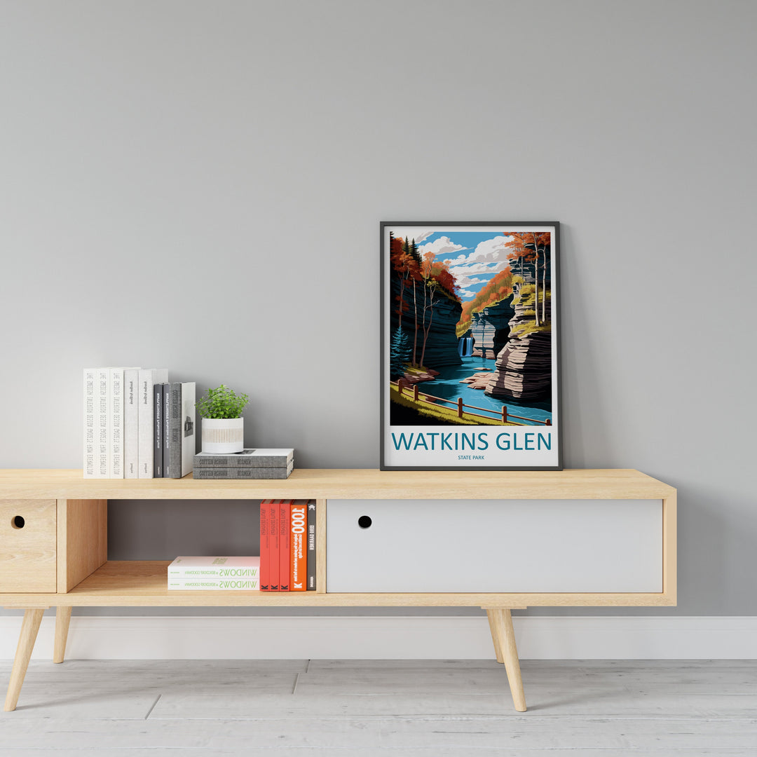 Watkins Glen State Park Travel Print Wall Art Watkins Glen Wall Hanging Home Décor Watkins Glen Gift Art Lovers New York State Art Gift
