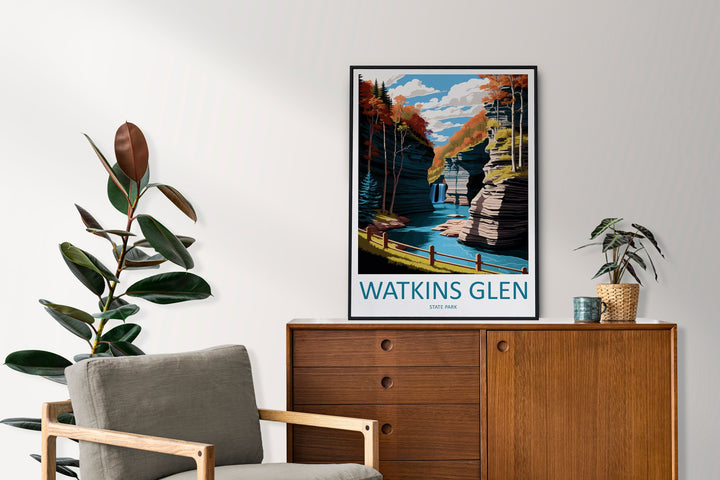 Watkins Glen State Park Travel Print Wall Art Watkins Glen Wall Hanging Home Décor Watkins Glen Gift Art Lovers New York State Art Gift