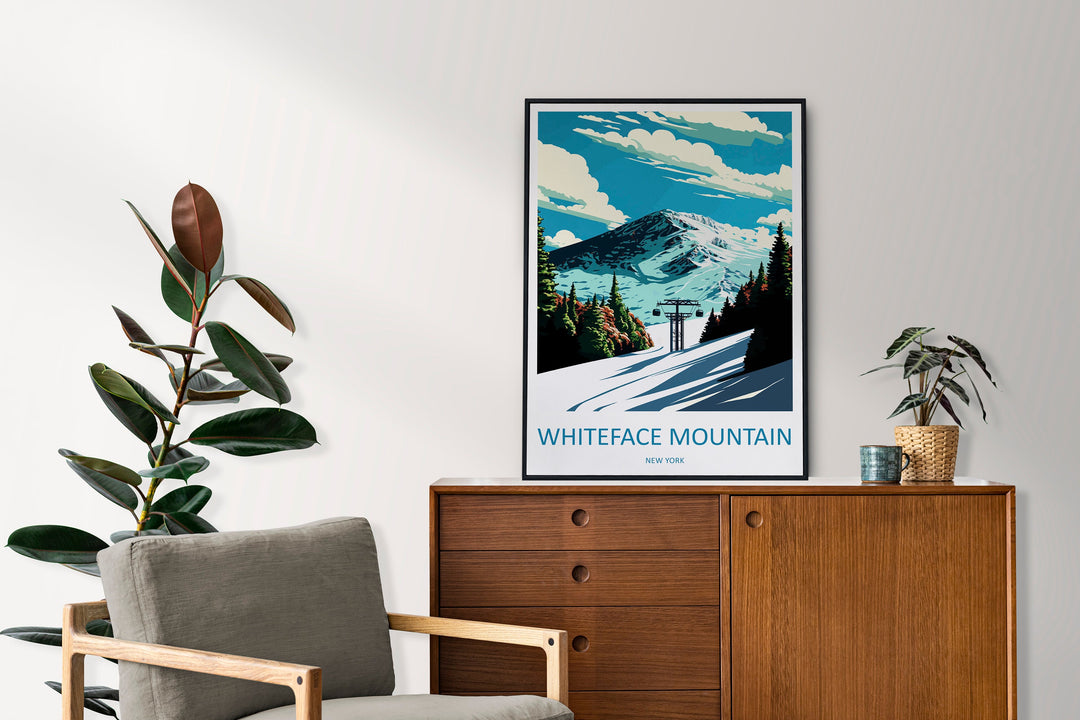 Whiteface Mountain Travel Print Wall Art Whiteface Wall Hanging Home Décor Whiteface Gift Art Lovers New York State Art Gift Poster