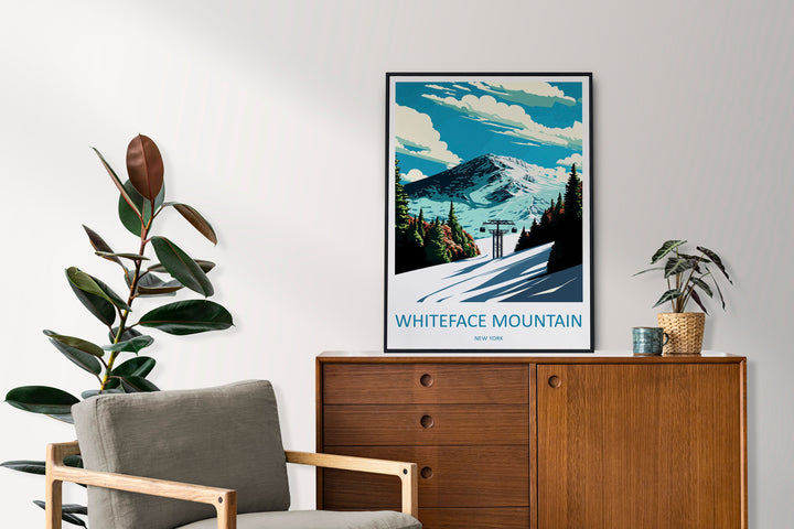 Whiteface Mountain Travel Print Wall Art Whiteface Wall Hanging Home Décor Whiteface Gift Art Lovers New York State Art Gift Poster
