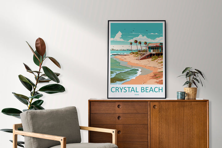 Crystal Beach Travel Print Wall Art Crystal Beach Wall Hanging Home Décor Crystal Beach Gift Art Lovers Texas Art Lover Gift Texas