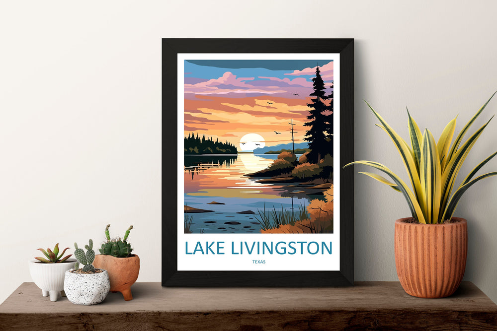 Lake Livingston Travel Print Wall Art Lake Livingston Wall Hanging Home Décor Lake Livingston Gift Art Lovers Texas Art Lover Gift Texas