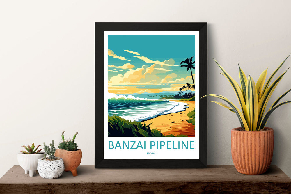 Banzai Pipeline Travel Print Wall Art Banzai Pipeline Wall Hanging Home Décor Banzai Gift Art Lovers Hawaii Art Lover Gift Print Artwork
