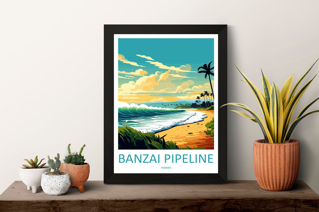 Banzai Pipeline Travel Print Wall Art Banzai Pipeline Wall Hanging Home Décor Banzai Gift Art Lovers Hawaii Art Lover Gift Print Artwork