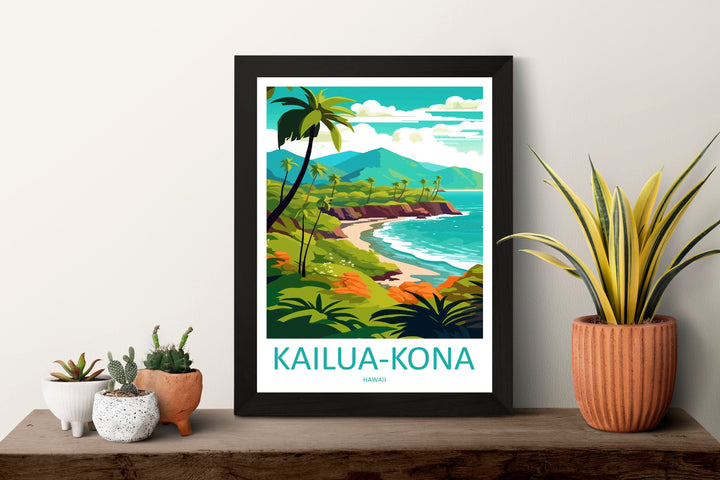 Kailua-Kona Travel Print Wall Art Kailua-Kona Wall Hanging Home Décor Kailua-Kona Gift Art Lovers Hawaii Art Lover Gift Print Artwork