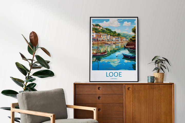 Looe Travel Print Wall Art Looe Wall Hanging Home Décor Looe Gift Art Lovers England Art Lover Gift Looe Travel Décor Looe Poster