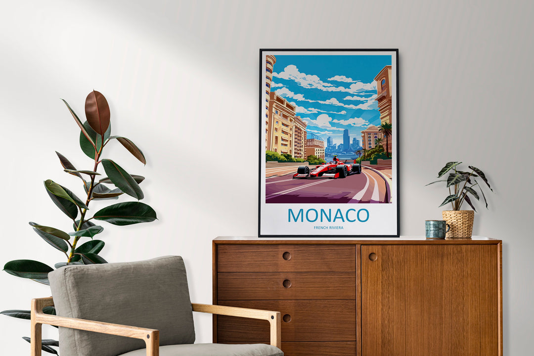 Monaco Travel Print Wall Decor Monaco Circuit Poster Motorsport Travel Print Art Print Racing Illustration Monaco Race Travel Art