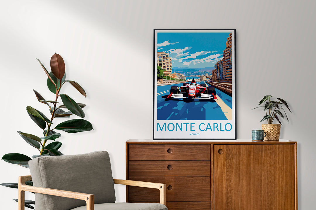 Monte Carlo Travel Print Wall Decor Monte Carlo Circuit Poster Motorsport Travel Print Art Print Racing Illustration Monaco Race Travel Art