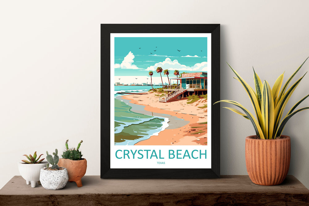 Crystal Beach Travel Print Wall Art Crystal Beach Wall Hanging Home Décor Crystal Beach Gift Art Lovers Texas Art Lover Gift Texas