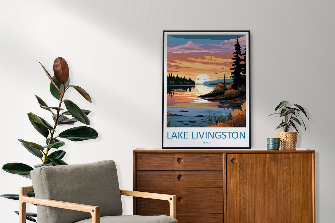 Lake Livingston Travel Print Wall Art Lake Livingston Wall Hanging Home Décor Lake Livingston Gift Art Lovers Texas Art Lover Gift Texas