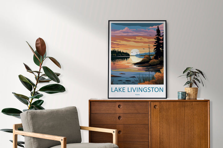 Lake Livingston Travel Print Wall Art Lake Livingston Wall Hanging Home Décor Lake Livingston Gift Art Lovers Texas Art Lover Gift Texas