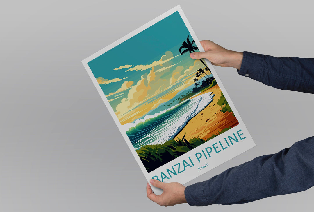Banzai Pipeline Travel Print Wall Art Banzai Pipeline Wall Hanging Home Décor Banzai Gift Art Lovers Hawaii Art Lover Gift Print Artwork