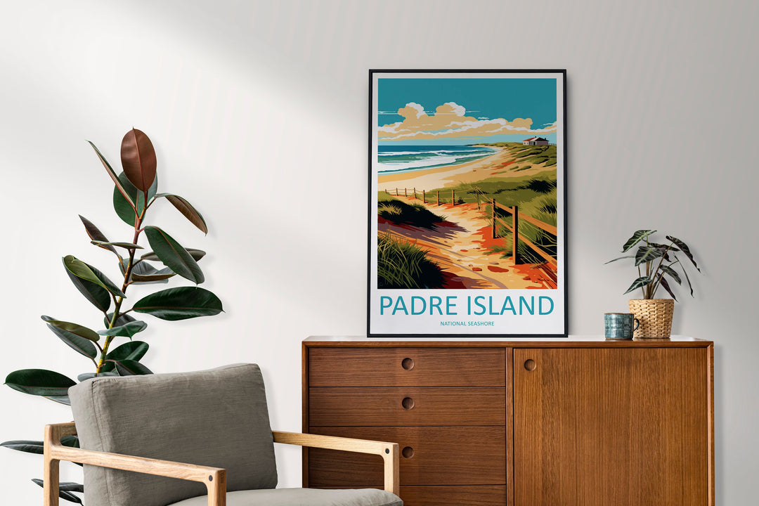 Padre Island Travel Print Wall Art Padre Island Wall Hanging Home Décor Padre Island Gift Art Lovers Texas Art Lover