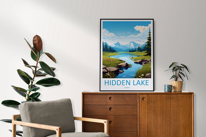 Hidden Lake Travel Print Wall Art Hidden Lake Wall Hanging Home Décor Hidden Lake Gift Art Lovers Alaska Art Lover Gift Hidden Lake Gift